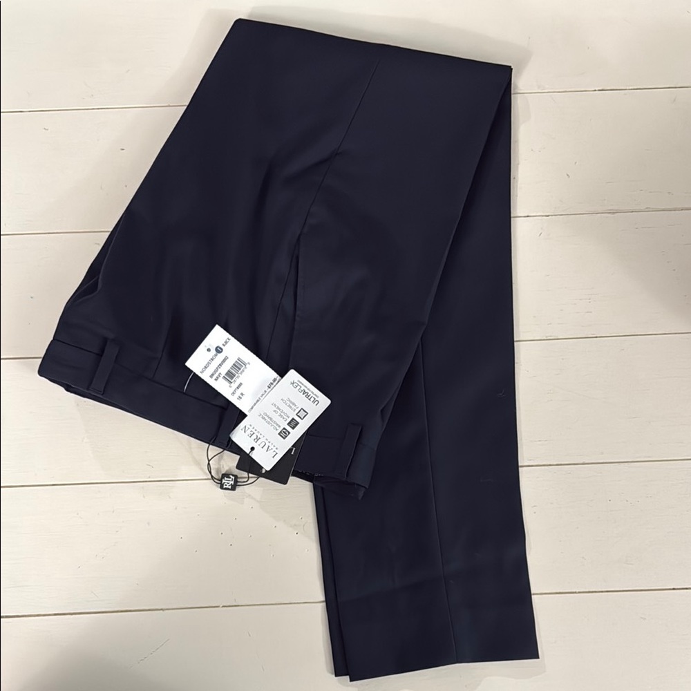 NWT Ralph Lauren Blue Dress Pants Classic Straight-Leg Sz. 16 Regular